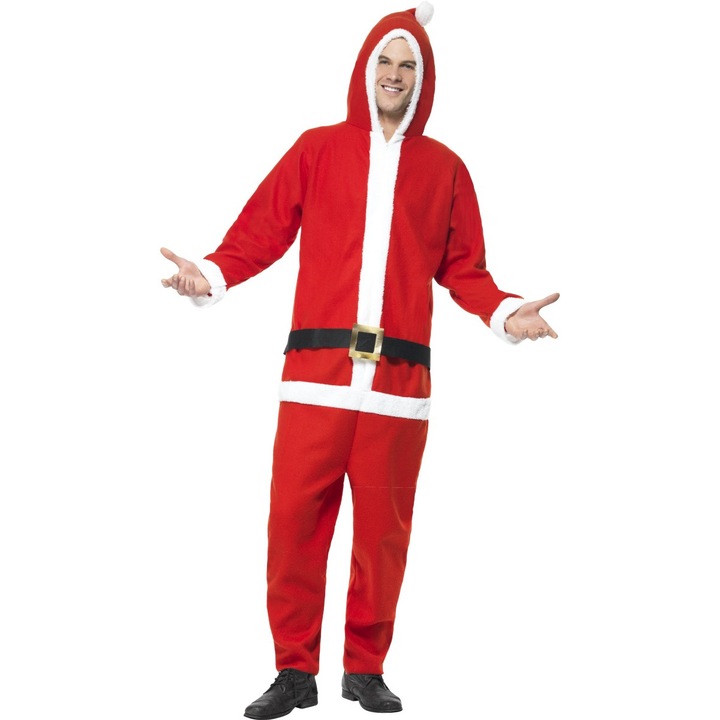 Felnőtt Mikulás jelmez, kapucnival L