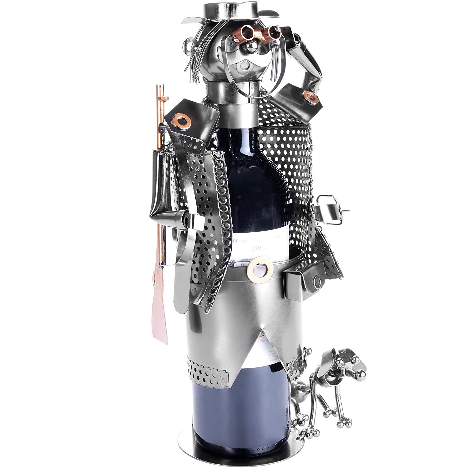 Suport pentru sticla vin din metal vanator H 32cm