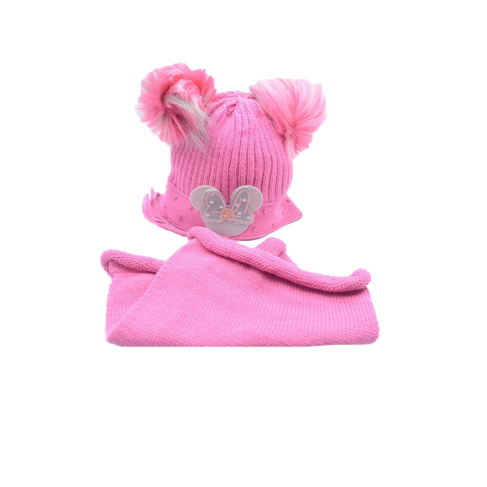 Set 2 piese caciula si fular pentru fetite Ambra CFA-02, Fucsia, 46