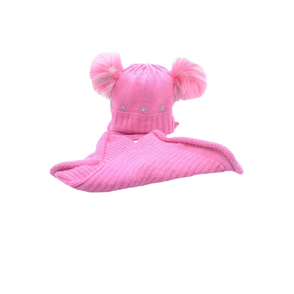 Set 2 piese caciula si fular pentru fetite Ambra CFA-05, Roz, 46