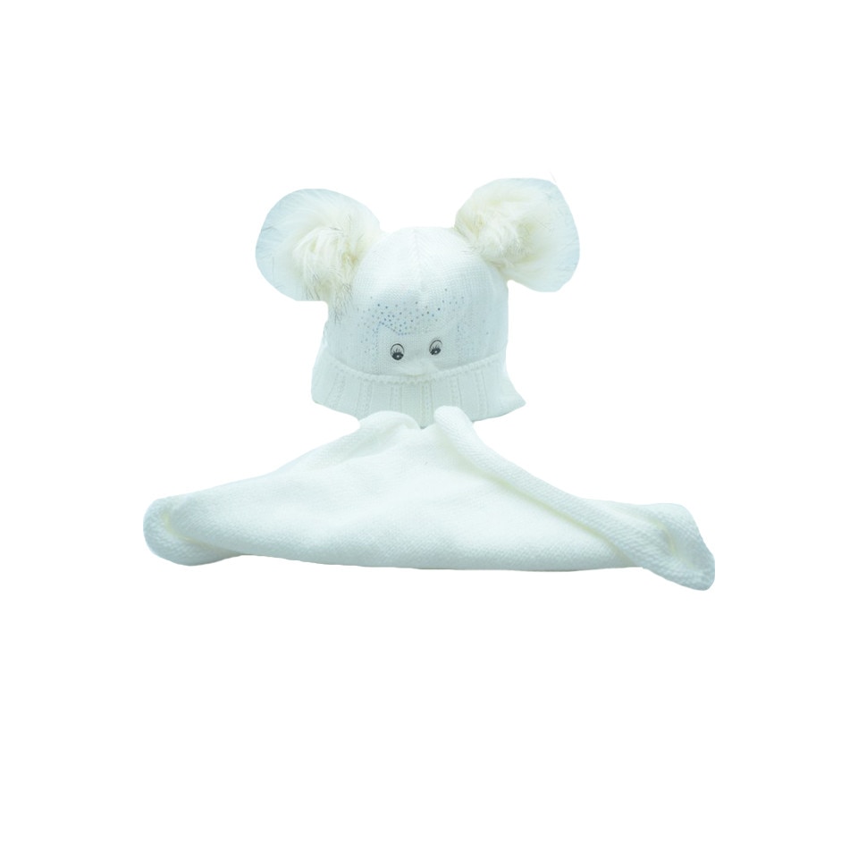 Set 2 piese caciula si fular pentru fetite Ambra CFA-08, Alb, 44