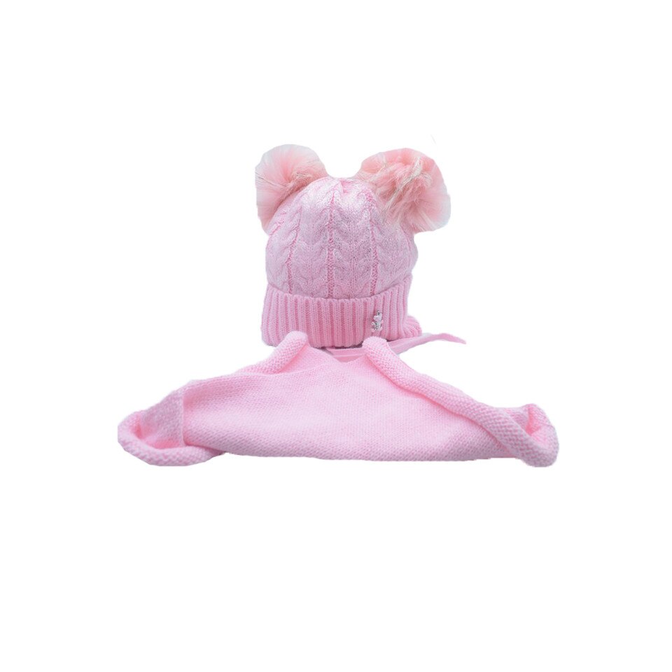 Set 2 piese caciula si fular pentru fetite Ambra CFA-12, Roz, 46