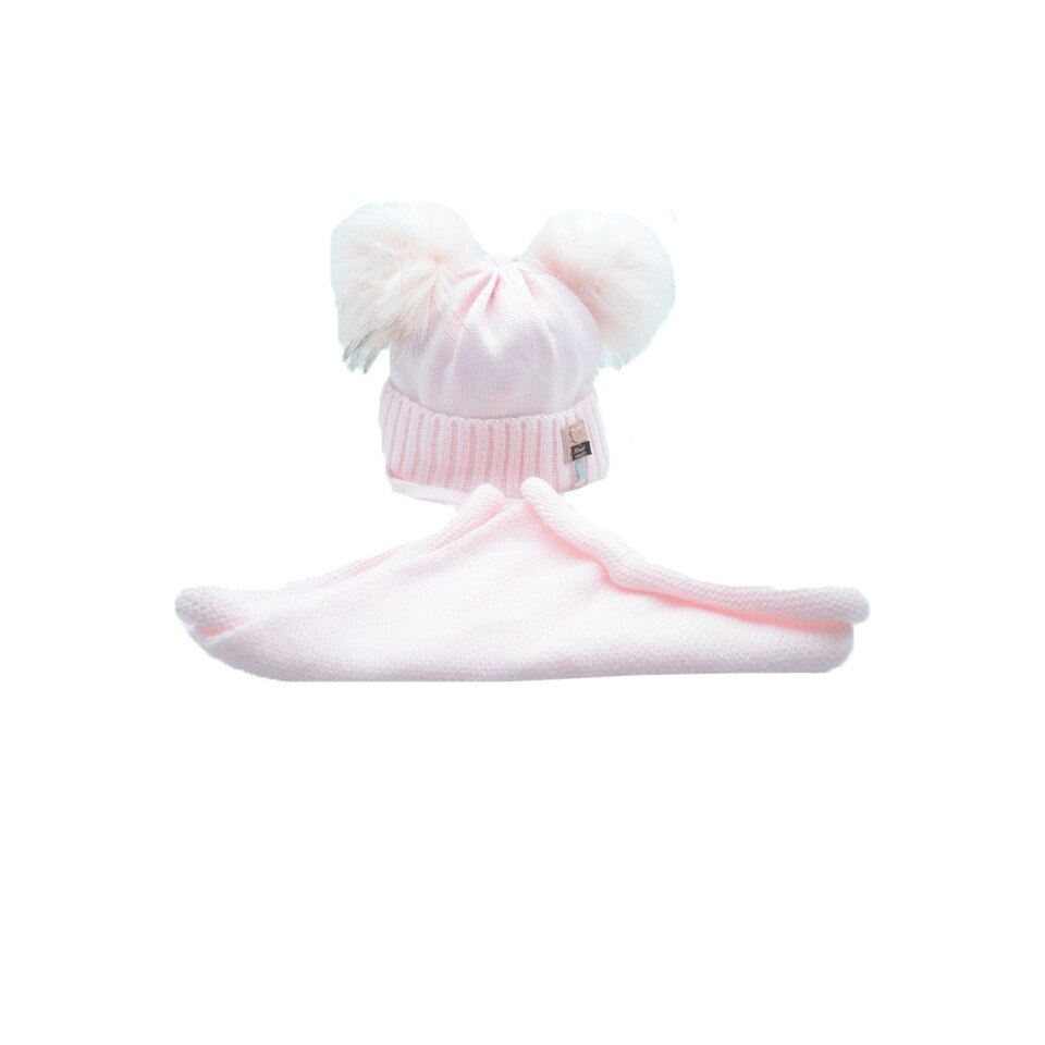 Set 2 piese caciula si fular pentru fetite Ambra CFA-13, Roz, 48