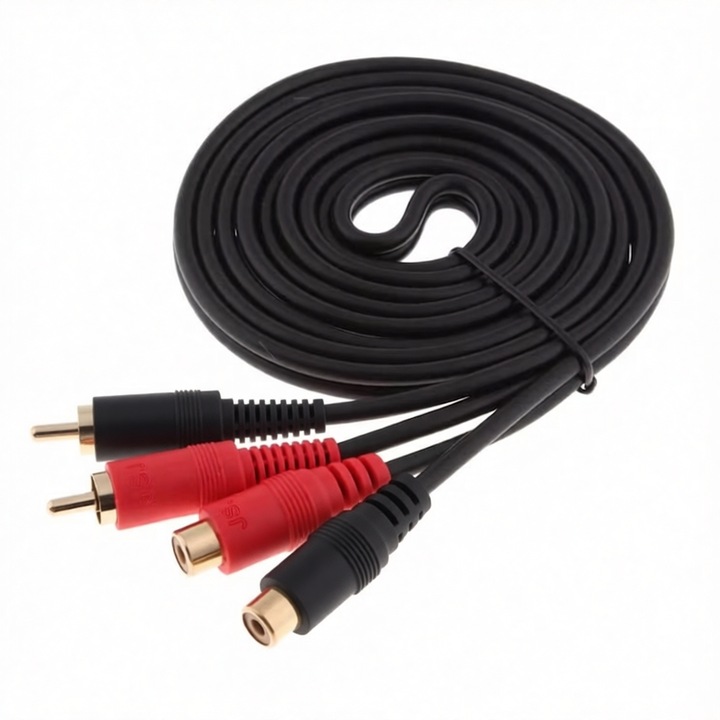 Audio Kábel 2x RCA Apa - 2x RCA Anya, 10 m Hosszúság - Apa-Anya Típus HIFI Rendszerhez, Erősítőkhöz