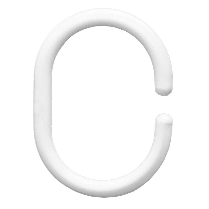 Set de 200 inele pentru perdele de dus, plastic, alb