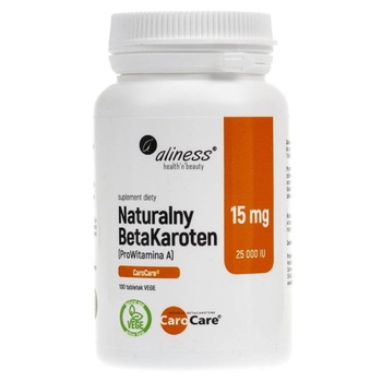 Aliness BetaCaroten Natural 15 mg - 100 de pastile supliment alimentar Aliness BetaCaroten Natural 15 mg - 100 de pastile supliment alimentar