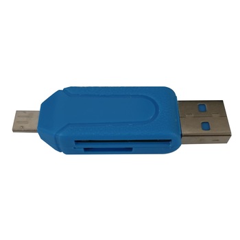 Cititor extern de carduri SD/SDHC, MicroSD/SDHC, T-flash, Functie OTG, port USB2.0 si microUSB Cititor extern de carduri SD/SDHC, MicroSD/SDHC, T-flash, Functie OTG, port USB2.0 si microUSB