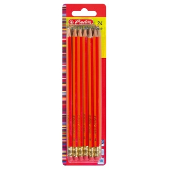 Set creioane HB Herlitz, lacuite, cu radiera, rosu, 24 buc/set Set creioane HB Herlitz, lacuite, cu radiera, rosu, 24 buc/set