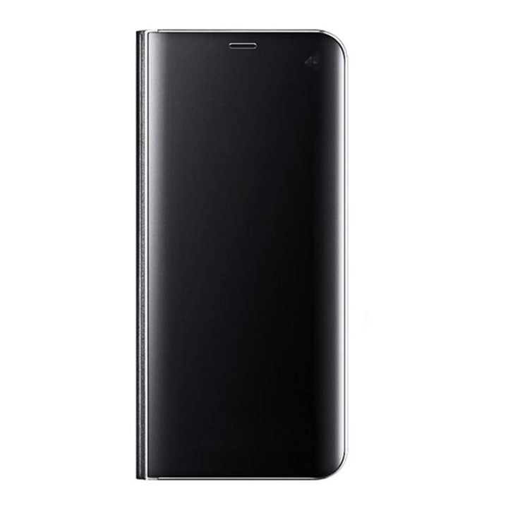 Translucent View Cover, Flip Stand Mirror, съвместим със Samsung Galaxy J3 2018, черен