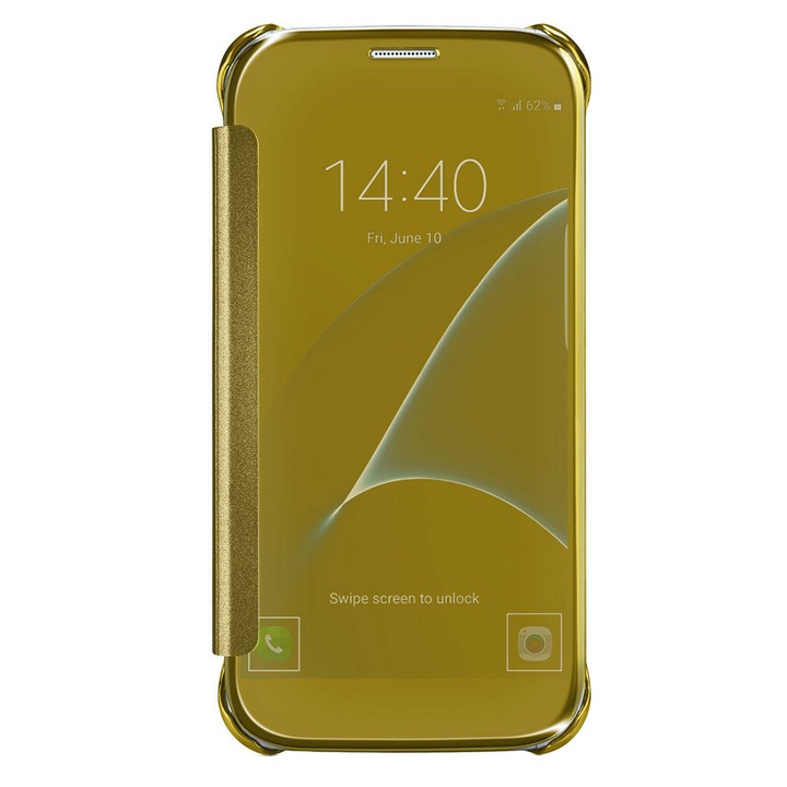 Полупрозрачен протектор, Съвместим със Samsung Galaxy S5, златен