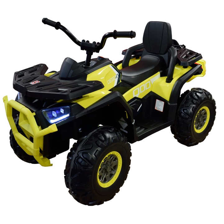 ATV electric 4x4 Premier Desert, 12V, roti cauciuc EVA, MP3, galben