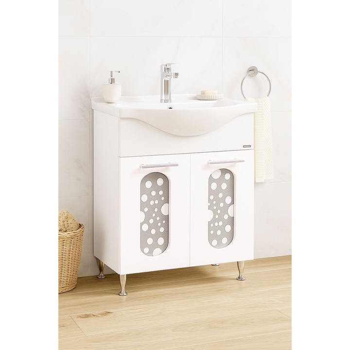 Baza si lavoar Badenmob, seria 177 - 65cm alb