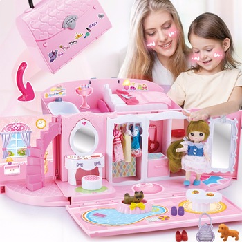 Casuta de papusi,cu o multitudine de accesorii,transformabila,Handbag Play House Casuta de papusi,cu o multitudine de accesorii,transformabila,Handbag Play House