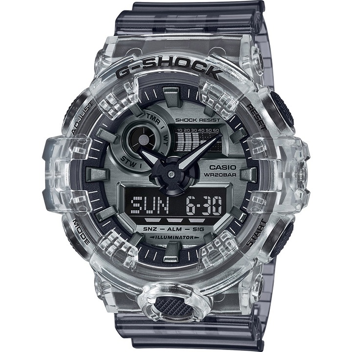 Casio, Мултифункционален часовник G-Shock със смесен циферблат, Сив