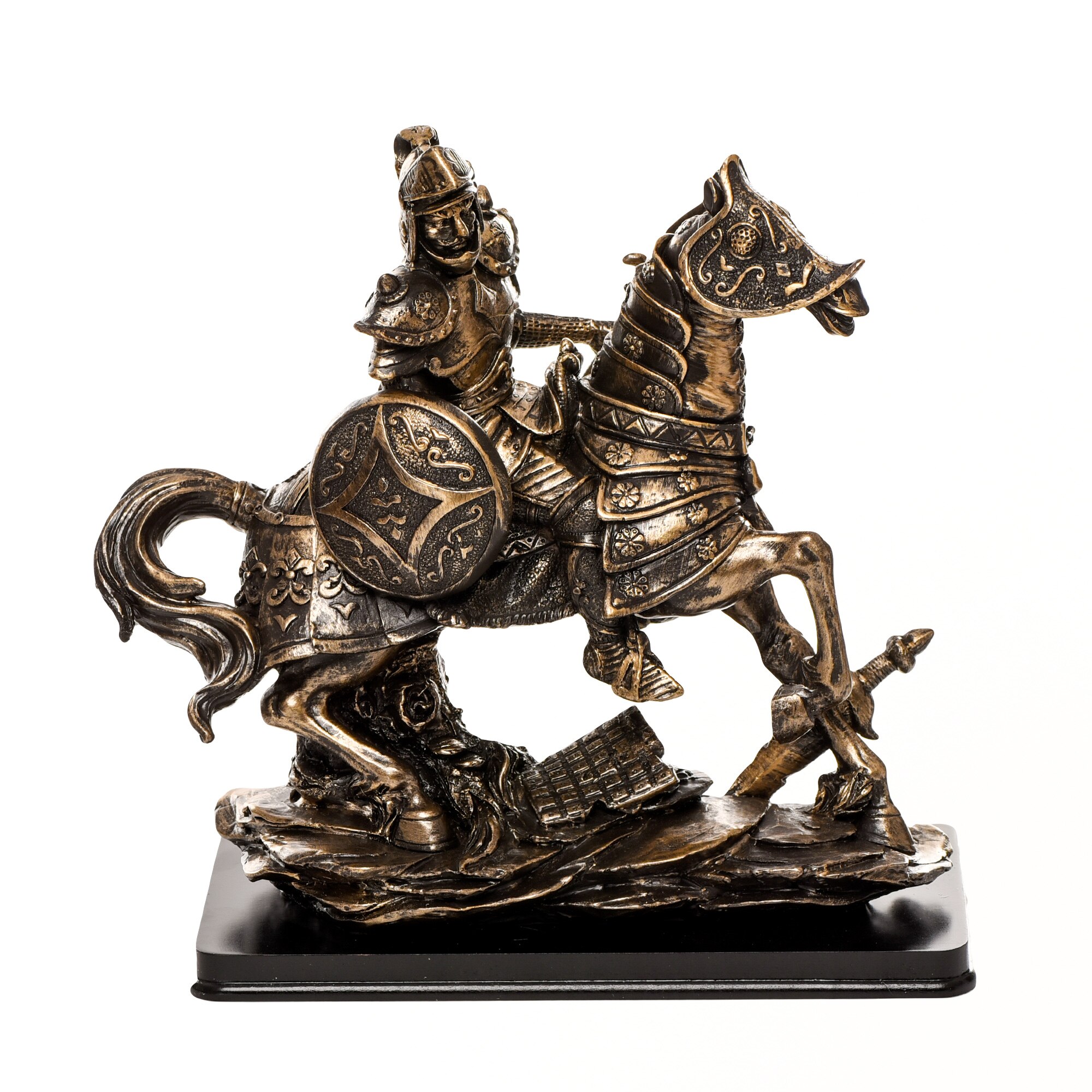 Statueta cavaler burgund, realizata din rasina, 29 cm