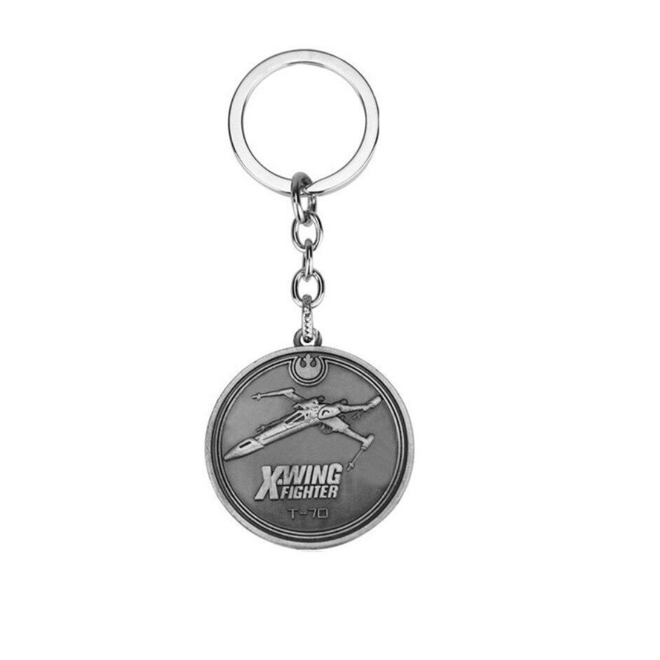 Breloc tip medalie Star Wars, X-Wing Fighter T-70, argintiu