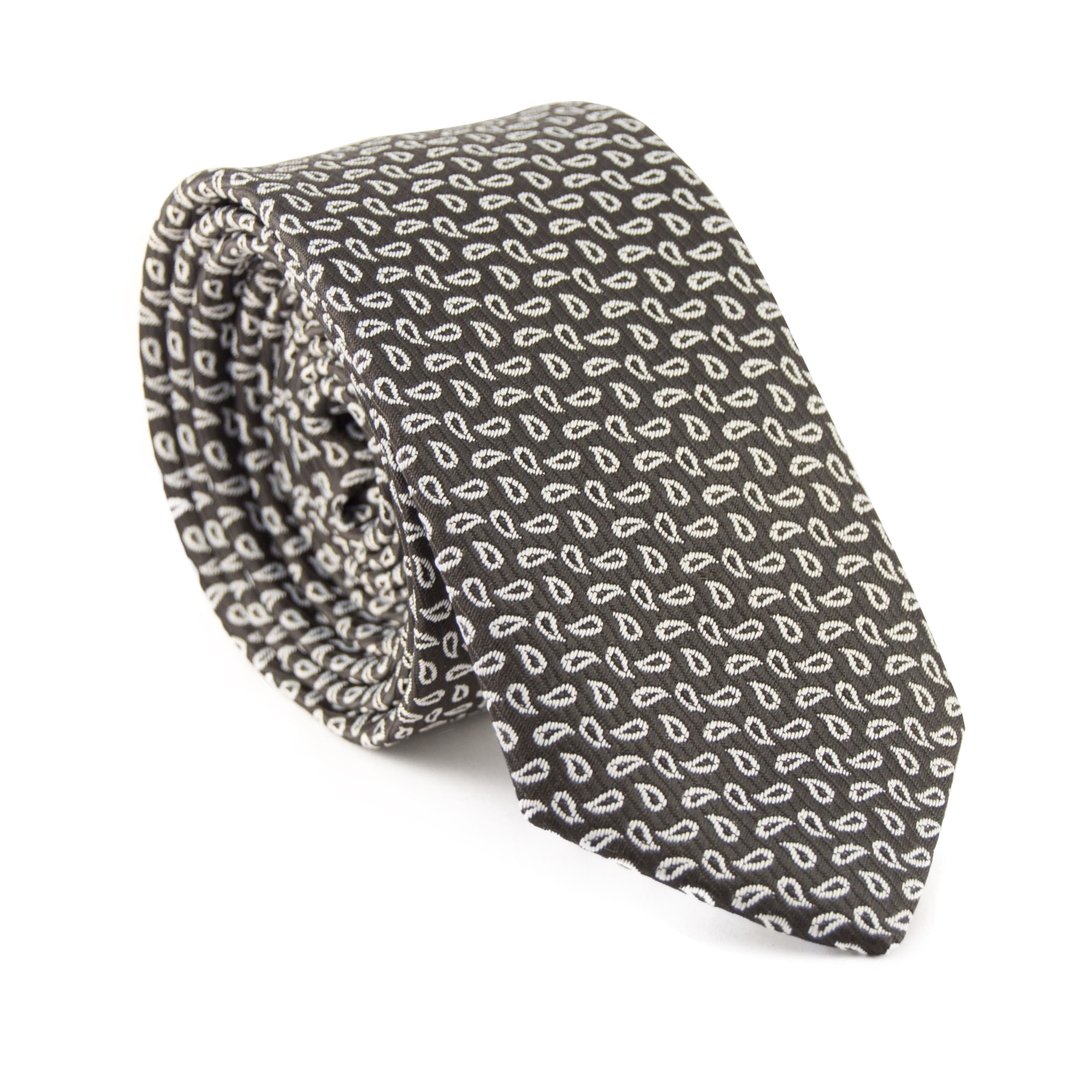 Cravata cu aspect texturat, Newtone, negru cu motive argintii