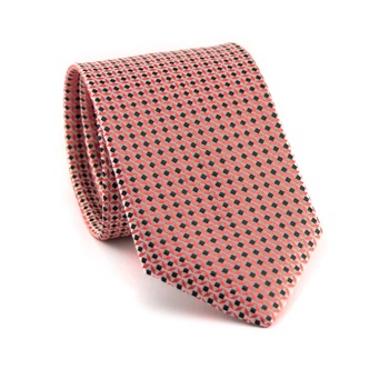 Cravata cu aspect texturat, Newtone, roz si argintiu cu romburi negri Cravata cu aspect texturat, Newtone, roz si argintiu cu romburi negri