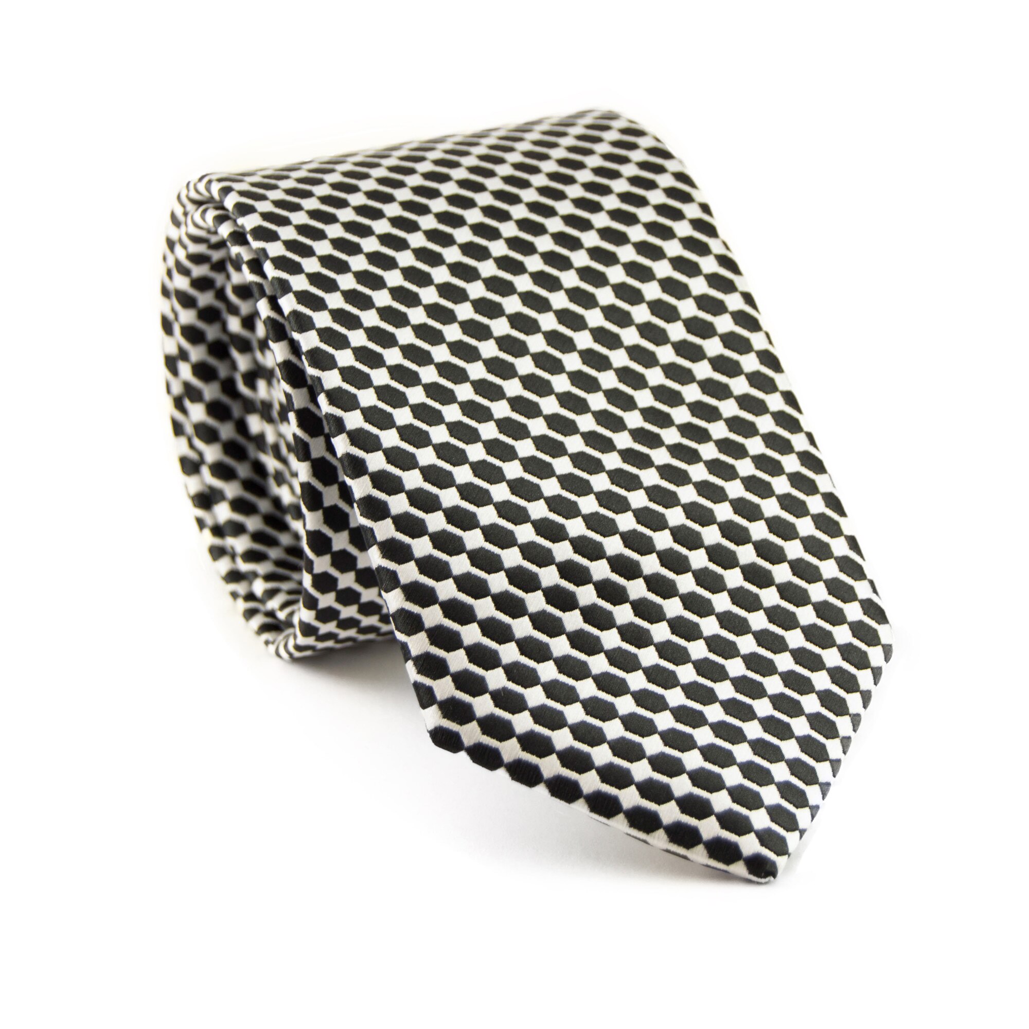 Cravata cu aspect texturat, Newtone , cu motive negri si argintii
