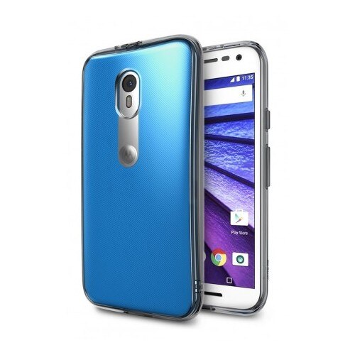 Husa Moto G 2015 Ringke FUSION SMOKE BLACK+BONUS folie protectie display Ringke