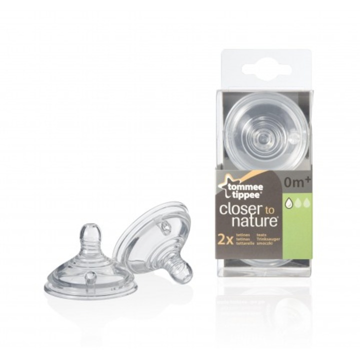 Биберони за хранене Tommee Tippee Easi-Vent Slow - 1 капка 0м+ (2бр./оп.)