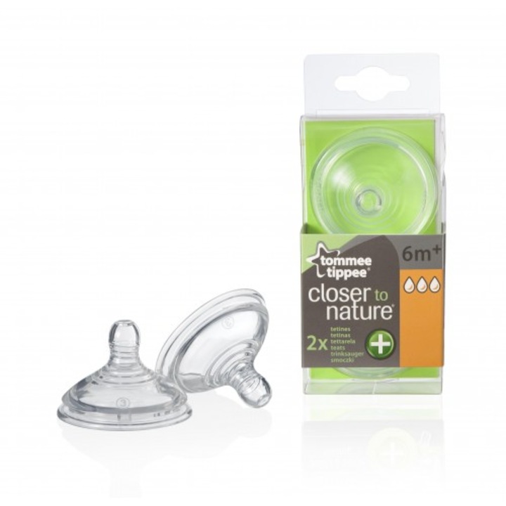 Биберони за хранене Tommee Tippee Anti-Colic Plus Fast - 3 капки 6m+(2бр./оп.)