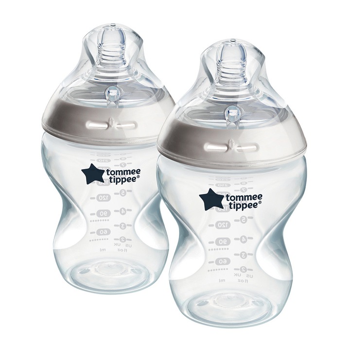 Шише за хранене, Tommee Tippee, Natural Start, 260ml, 0m+, Комплект от 2 броя