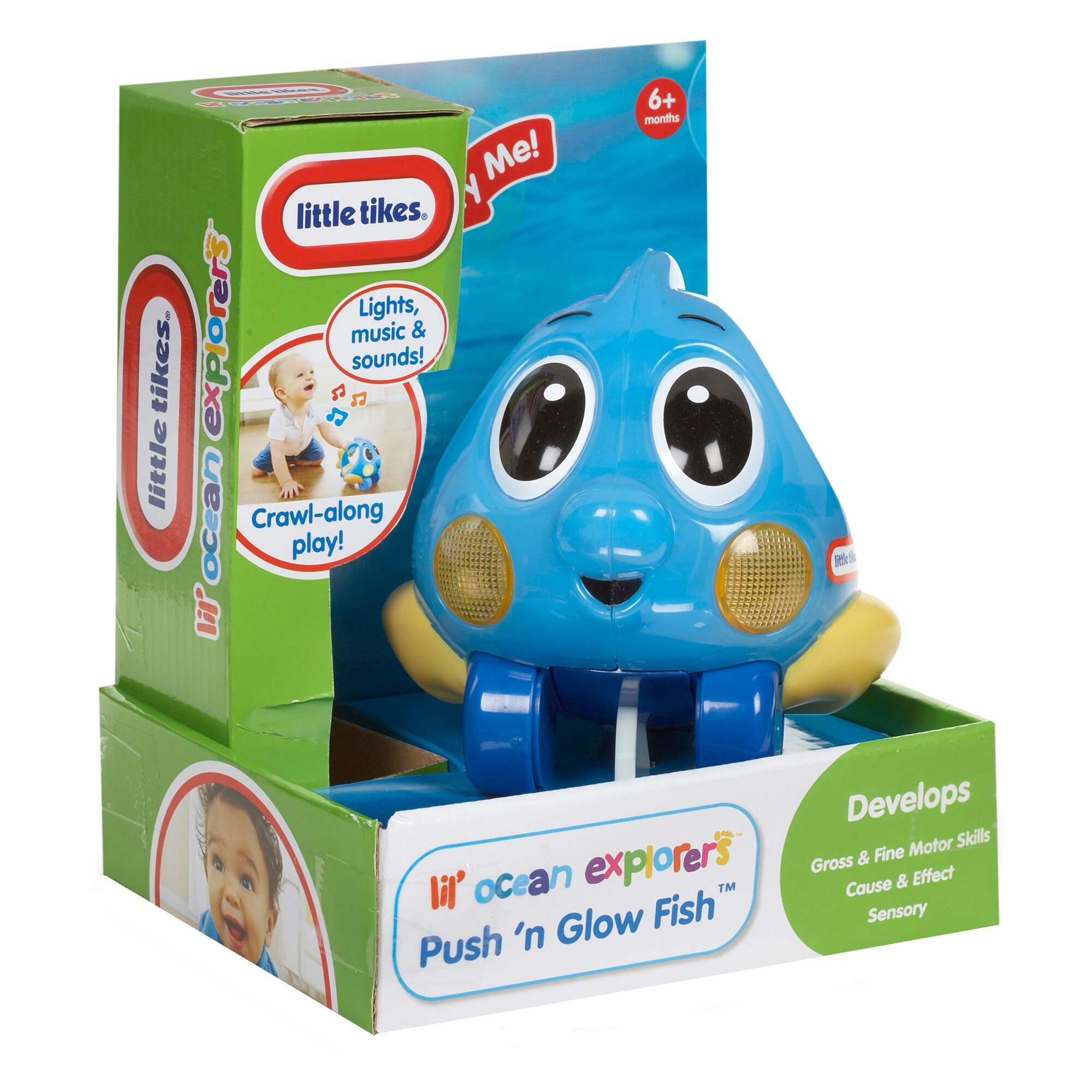 Jucarie Little Tikes Push'n Glow Fish, albastru
