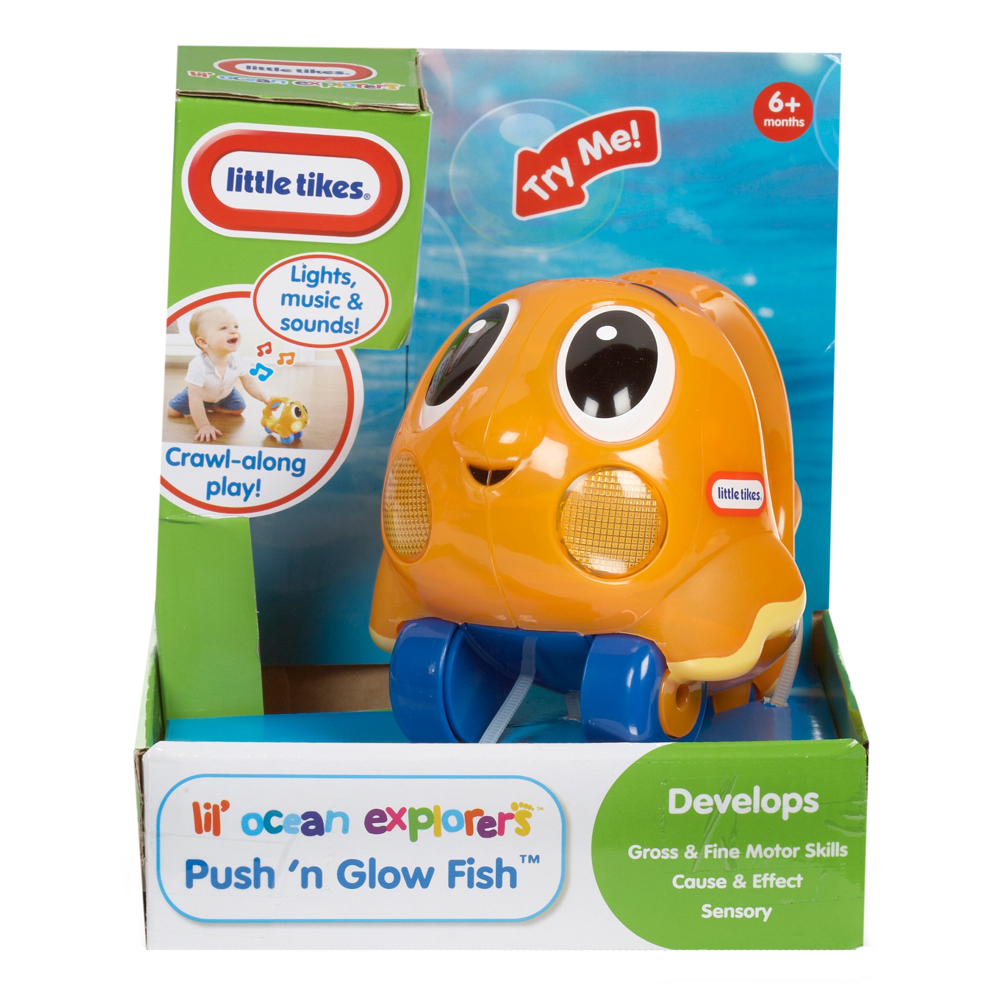Jucarie Little Tikes Push'n Glow Fish, portocaliu