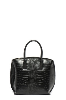 Krole, Geanta de piele cu bareta de mana si aspect piele de crocodil, Negru Krole, Geanta de piele cu bareta de mana si aspect piele de crocodil, Negru