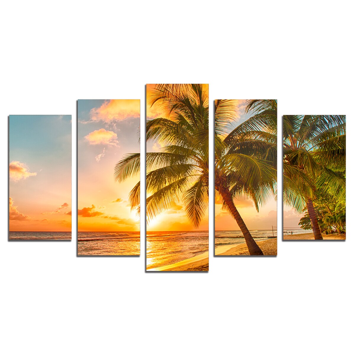 Set Tablouri Multicanvas 5 Piese, Plaja exotica, 108х60 cm