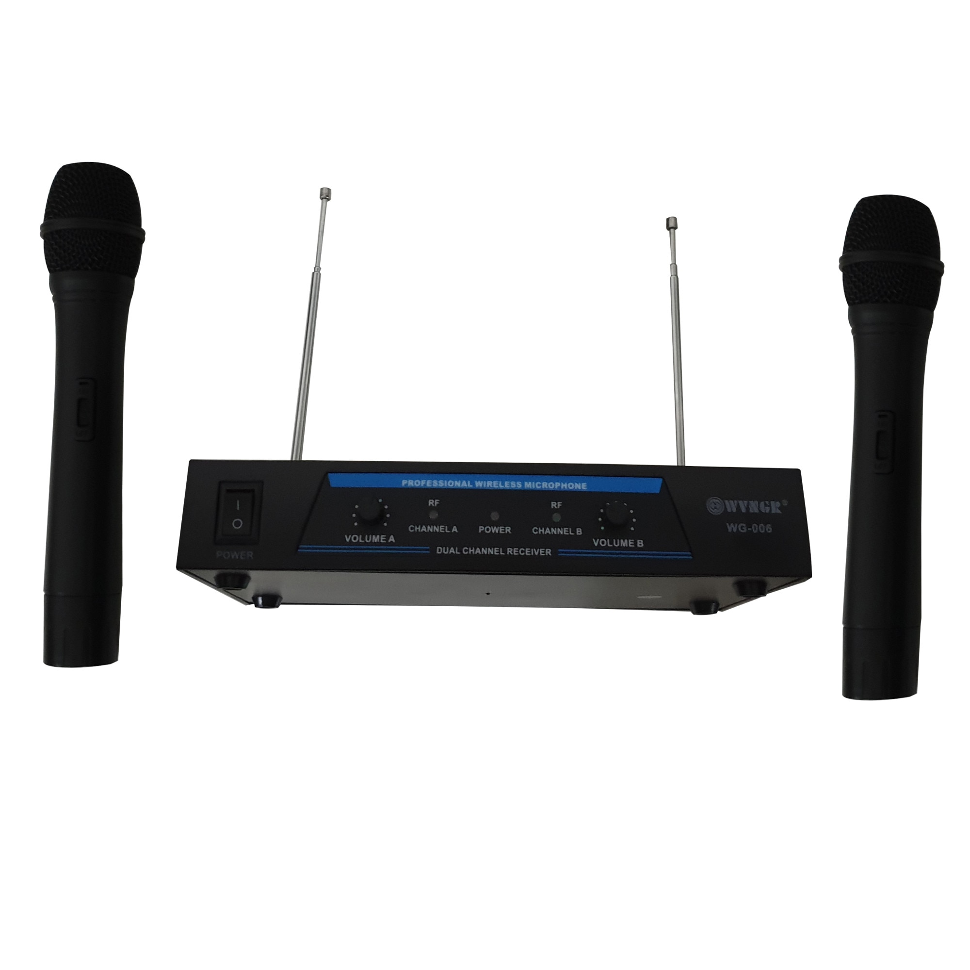 Set 2 Microfoane Profesionale Wireless WVNGR cu Receptor, Negru