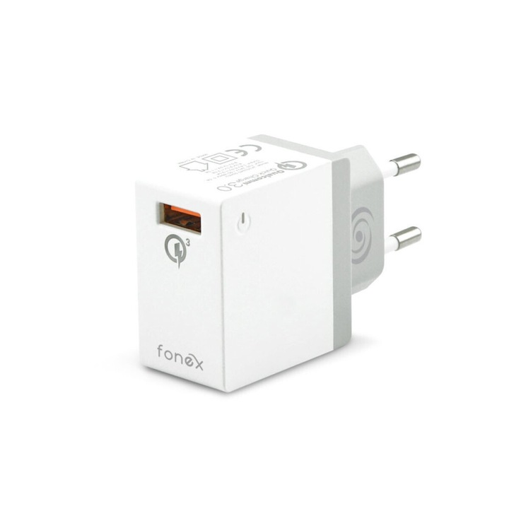 Incarcator Retea Fonex 1xUsb QC 3.0 Alb