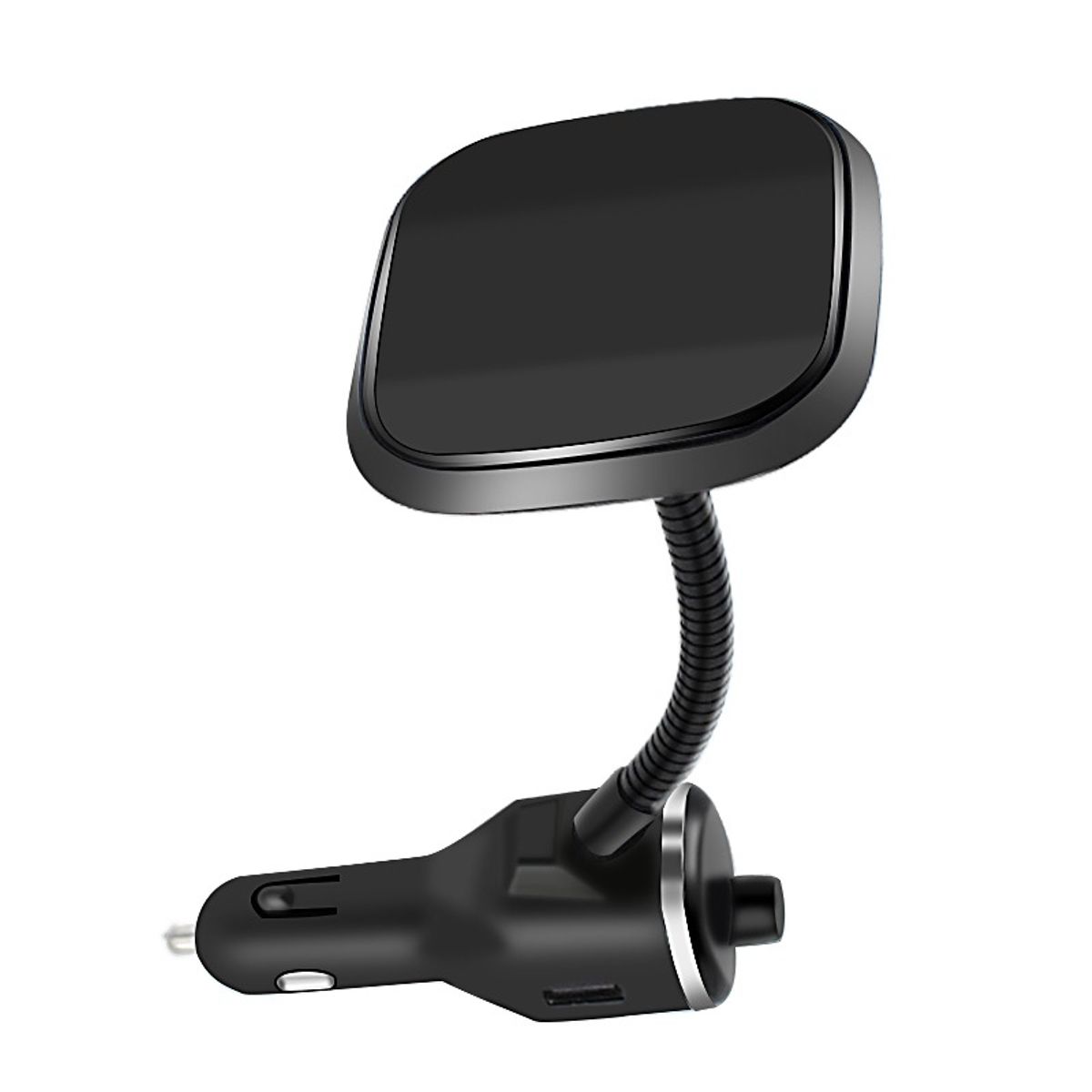 Incarcator Auto Wireless W1 , 2,1A , Conectare Bricheta Tip Modulator FM , Brat Flexibil , Putere de 10 W , Culoare Negru