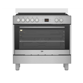 Aragaz mixt Beko GM 15321 DX, 5 zone de gatit, gaz, Wok, 104L, clasa energetica D, 90cm, otel inoxidabil