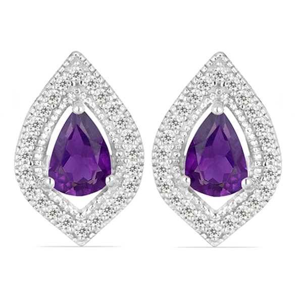 Cercei argint Eleanor, 925, cu ametist african si zirconiu alb - EVA0048 - BeSpecial