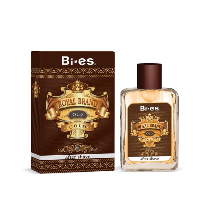 Афтършейв Bi Es ROYAL BRAND GOLD дървесен аромат, предпазва кожата от раздразнения 100 мл