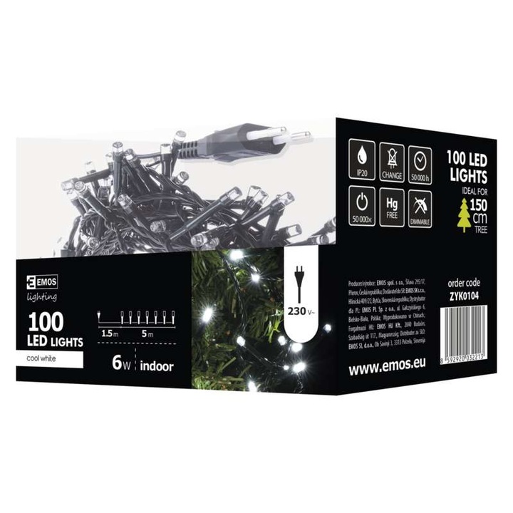 Коледни лампички EMOS 100LED 5м студена светлина