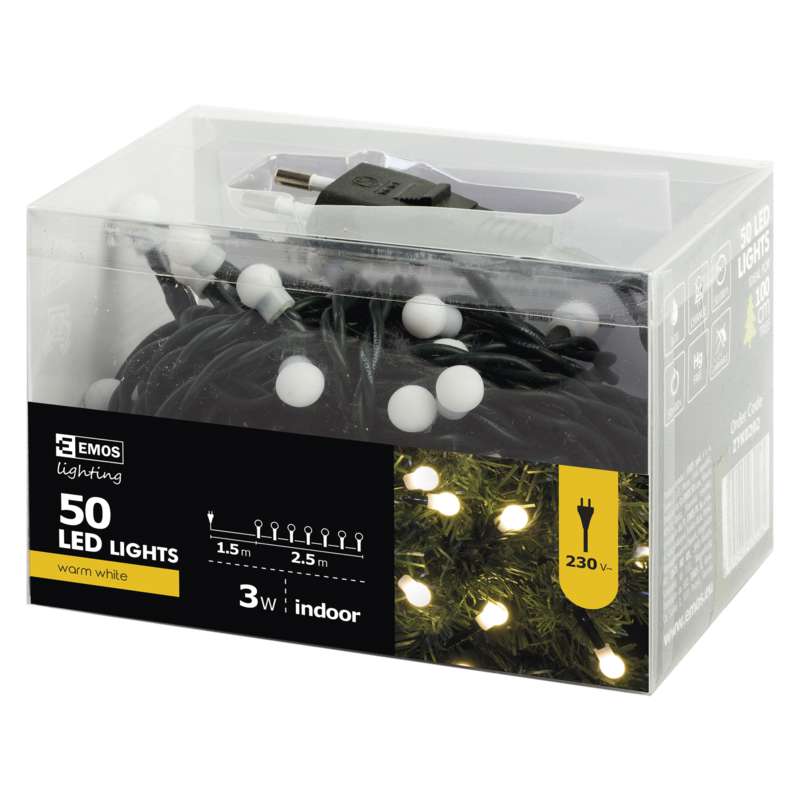 Sir luminos bilute 50 led 2.5 metri alb cald