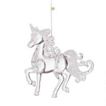 Unicorn decorativ cu gliter, decor brad, WL106, Argintiu Unicorn decorativ cu gliter, decor brad, WL106, Argintiu