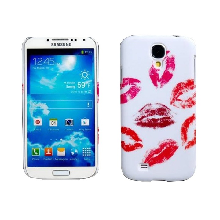 Протектор AT за Samsung Galaxy S4, силиконов, case, бял с целувки