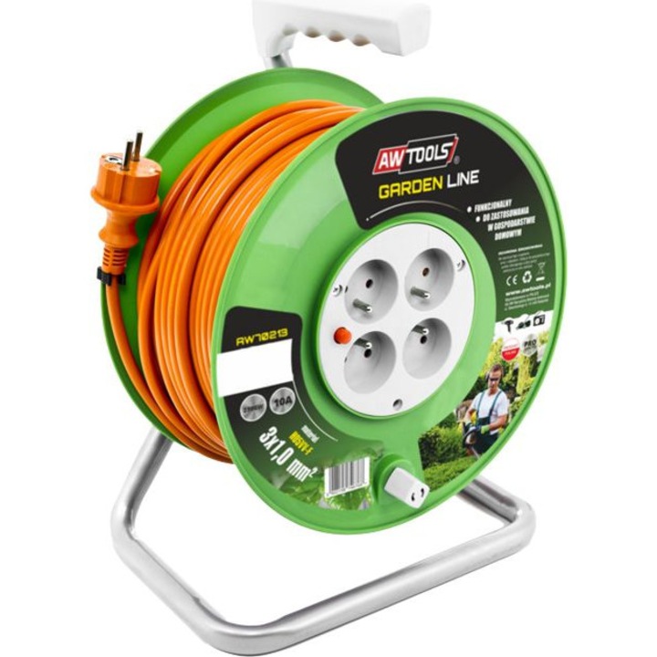 Удължител с градински панел, AwTools, 10A/2300W, 25 м