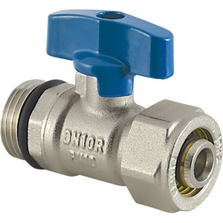 Supapa cu bila, Ferro, Water 1/2", Argintiu/Albastru