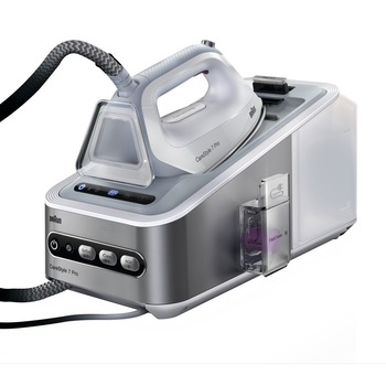 Statie de calcat Braun CareStyle 7 IS 7155WH, 2400 W, 7.5 bar, 2 l, Alb/Violet Statie de calcat Braun CareStyle 7 IS 7155WH, 2400 W, 7.5 bar, 2 l, Alb/Violet