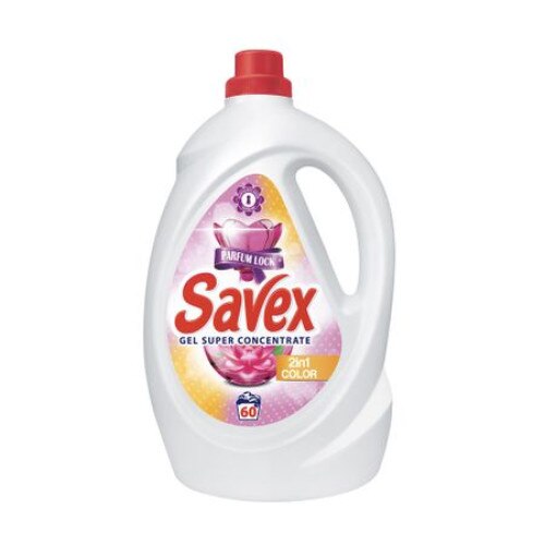 Detergent lichid rufe Savex Parfum Lock 2 in 1 Color , 3.3 L, 60 spalari, gel superconcentrat
