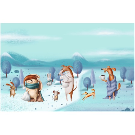 Fototapet Pentru Copii Ema Decor Desene Animate Cu Animalute 250x400 Emag Ro