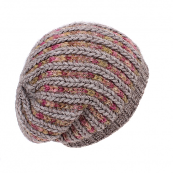 Дамска плетена шапка Raffaello Bettini RB 015/3798, Сиво-бежов