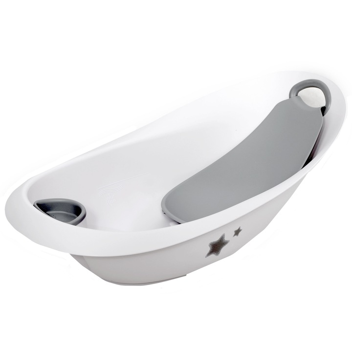 Set cadita Lorelli cu reductor si suport accesorii detasabile, Luxe Stars White, Alb