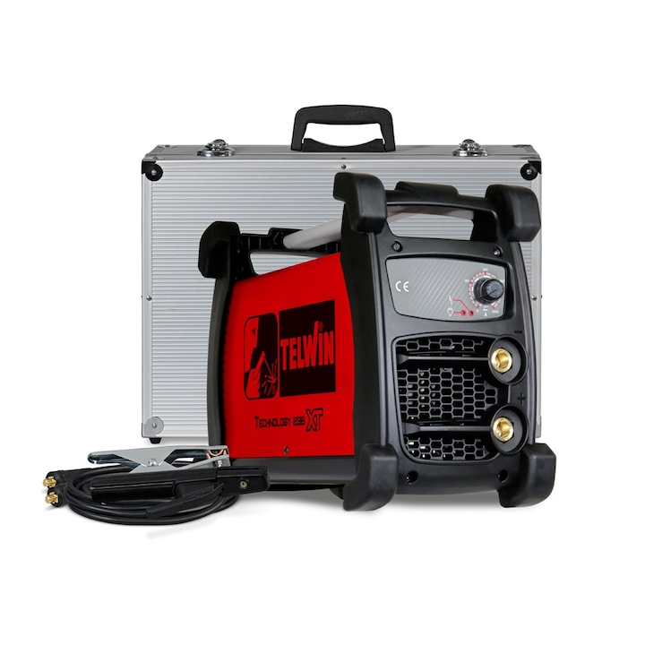 Invertor sudura TELWIN TECHNOLOGY 236 XT, 200A, Electrod 1.6-4.0 mm, accesorii si valiza aluminiu pentru transport si accesorii sudura incluse
