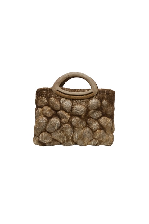 Geanta din lana impslita manual si manusi, Tyana Accesorii, handmade, unicat, Capuccino